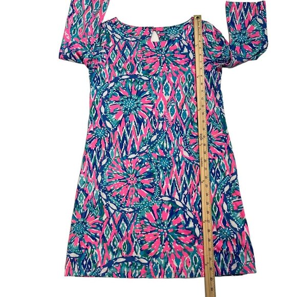 Lilly Pulitzer Shake it Up 3/4 Sleeve Bay Pink and Blue Dress Size Small - Picture 8 of 9